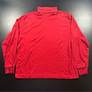 Vintage 80s Sport Turtleneck T Shirt Mens L Cotton Red Sears Cut Tag